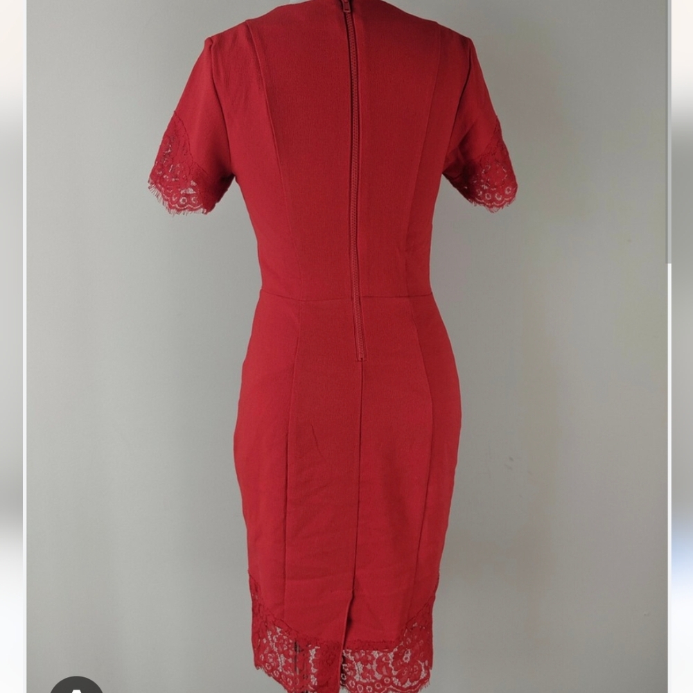 H&M Red Sheath Lace dress S 6 Cocktail Party - Picture 2 of 8